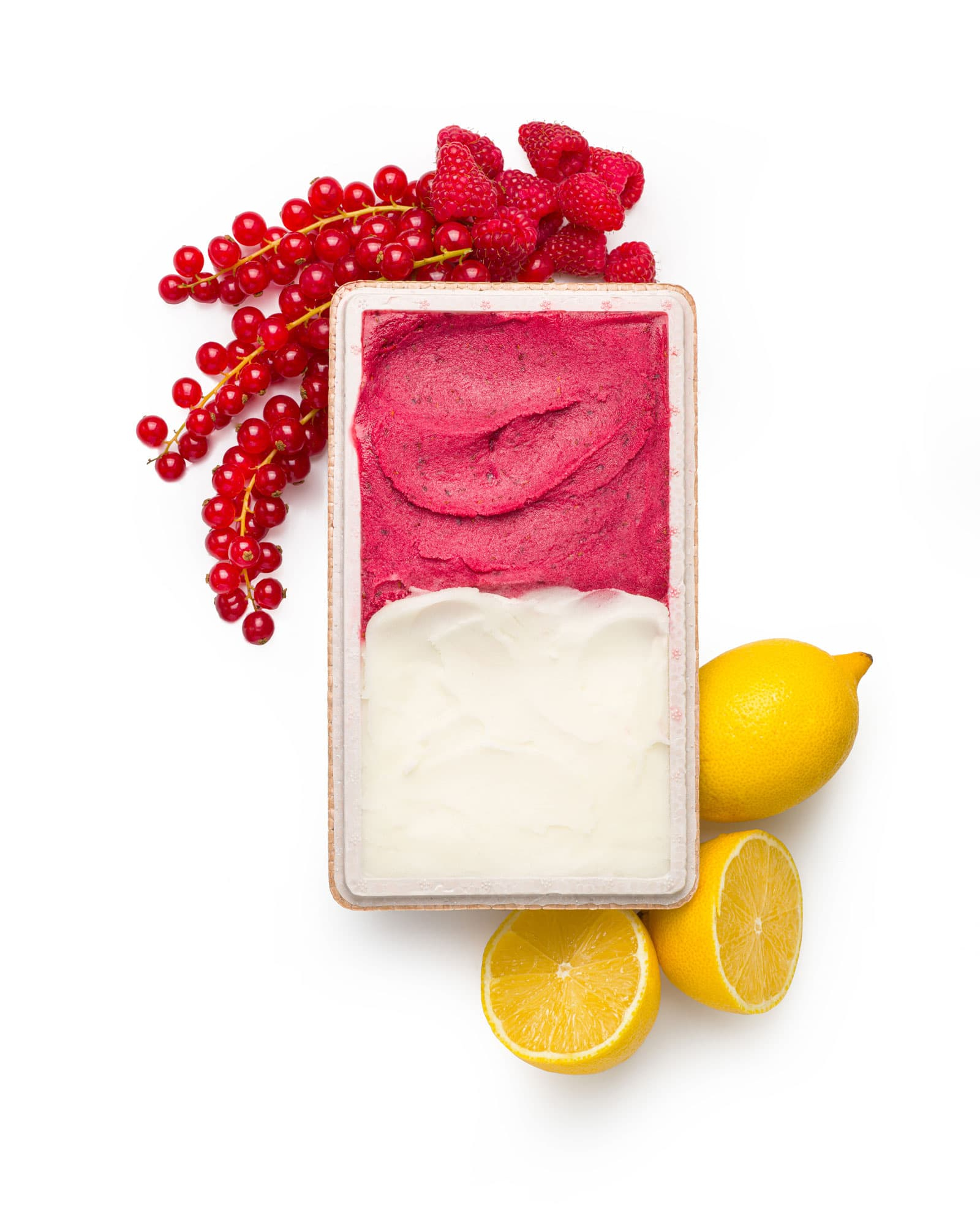 Lemon - Rasberry and Redcurrant sorbets